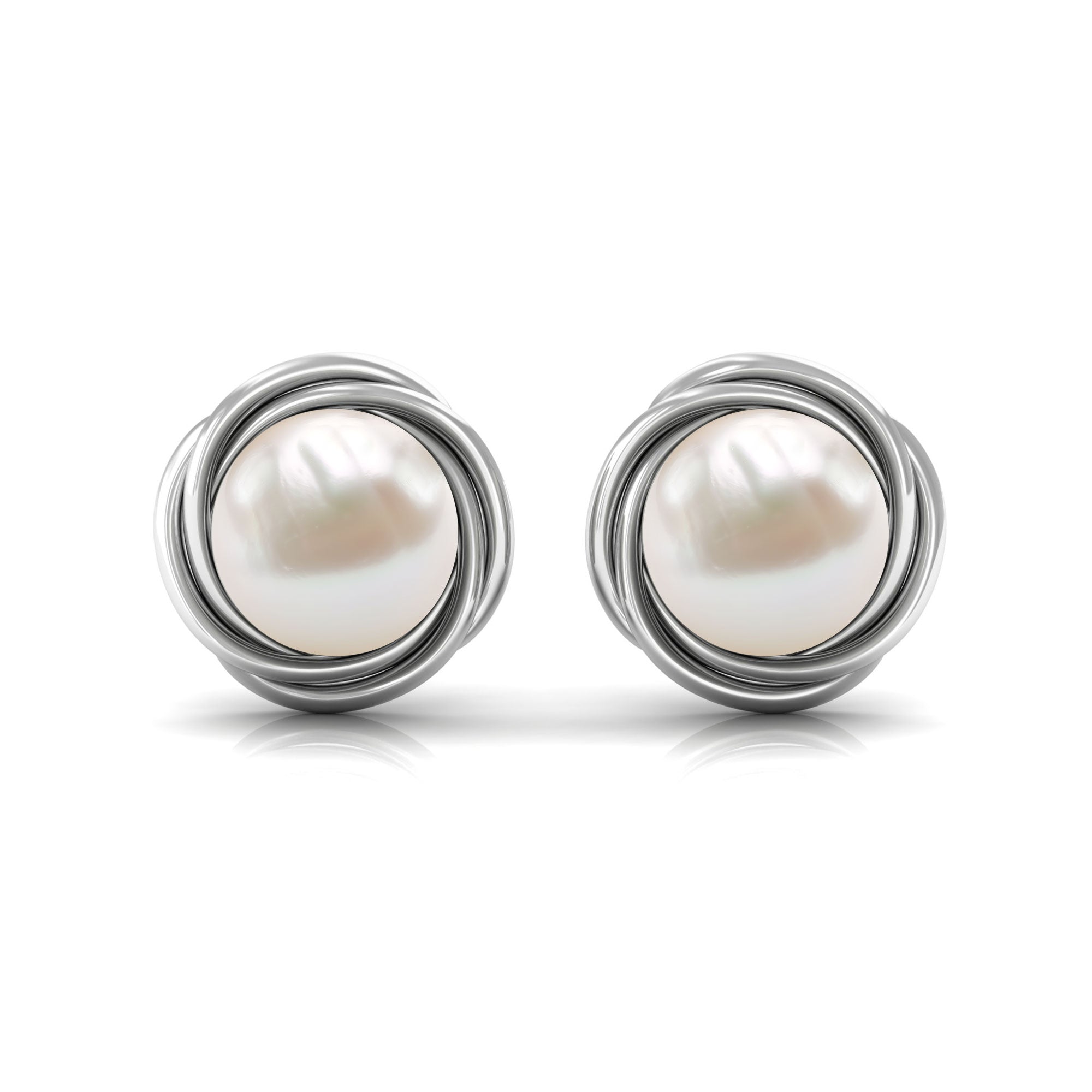 Genuine Freshwater Pearl Swirl Earrings with Screw Back