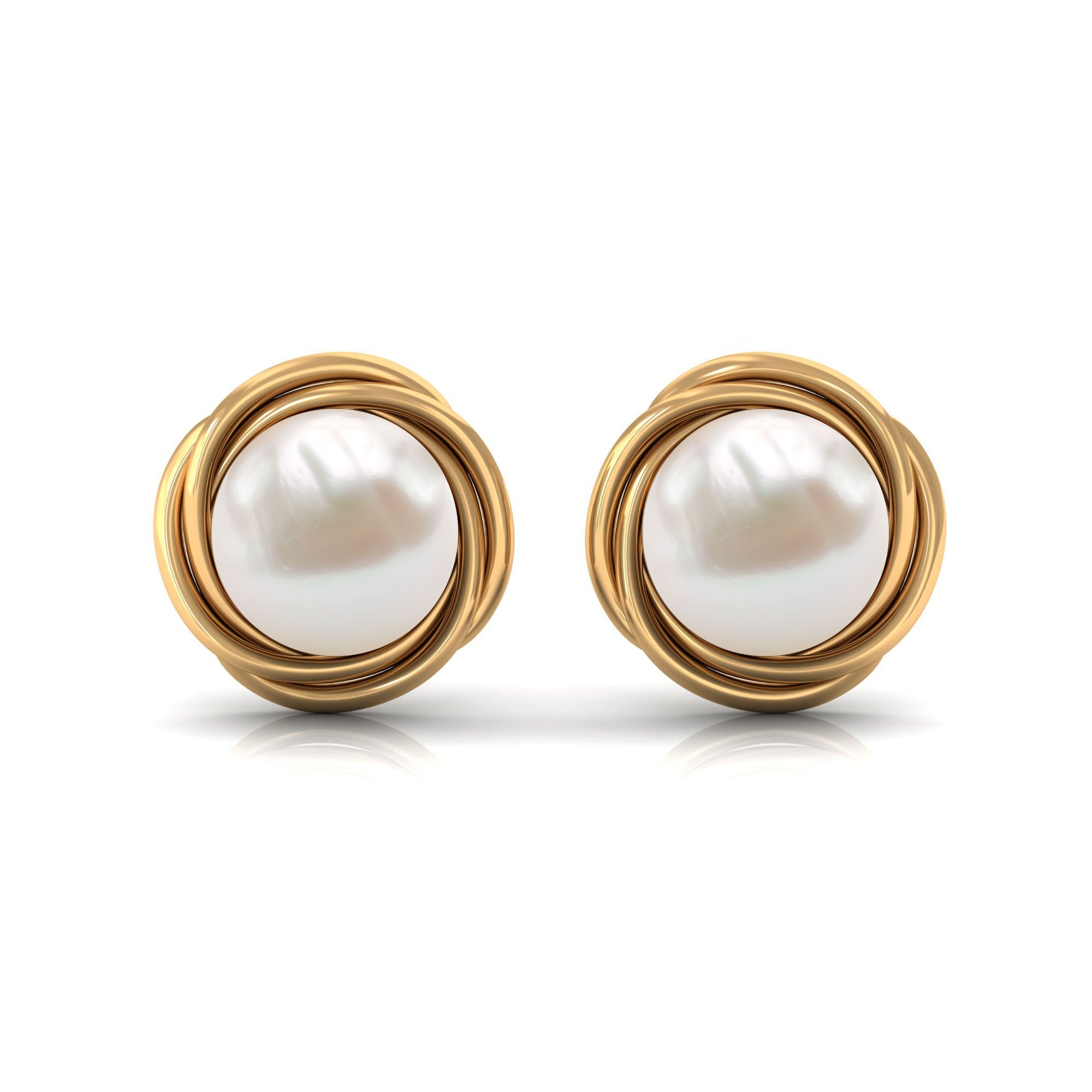 Genuine Freshwater Pearl Swirl Earrings with Screw Back