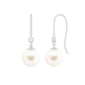 Real Freshwater Pearl Drop Earrings with Diamond