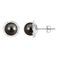 15 Carat Black Pearl and Diamond Halo Stud Earrings