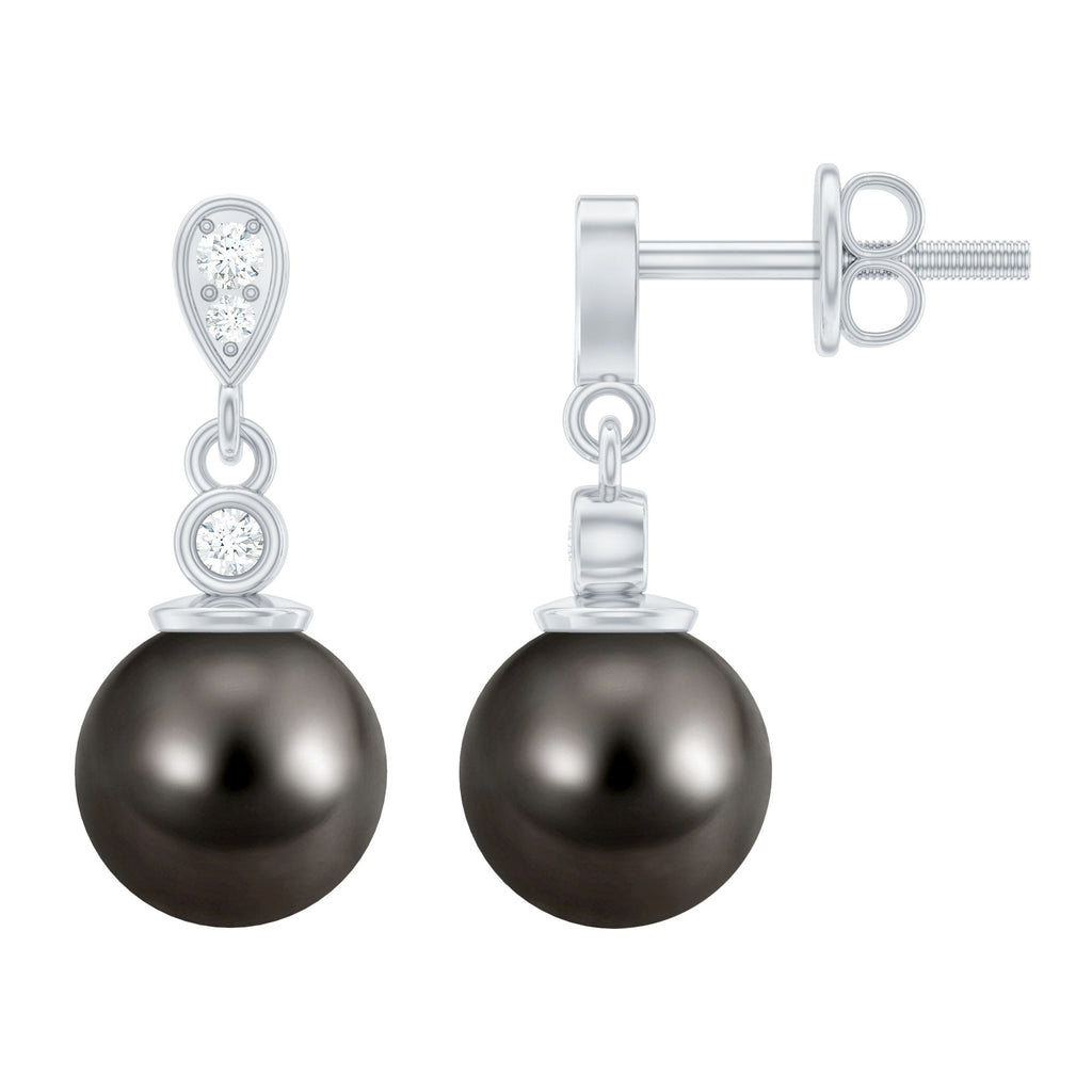 15 Carat Tahitian Pearl Drop Earrings with Diamond