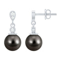 15 Carat Tahitian Pearl Drop Earrings with Diamond