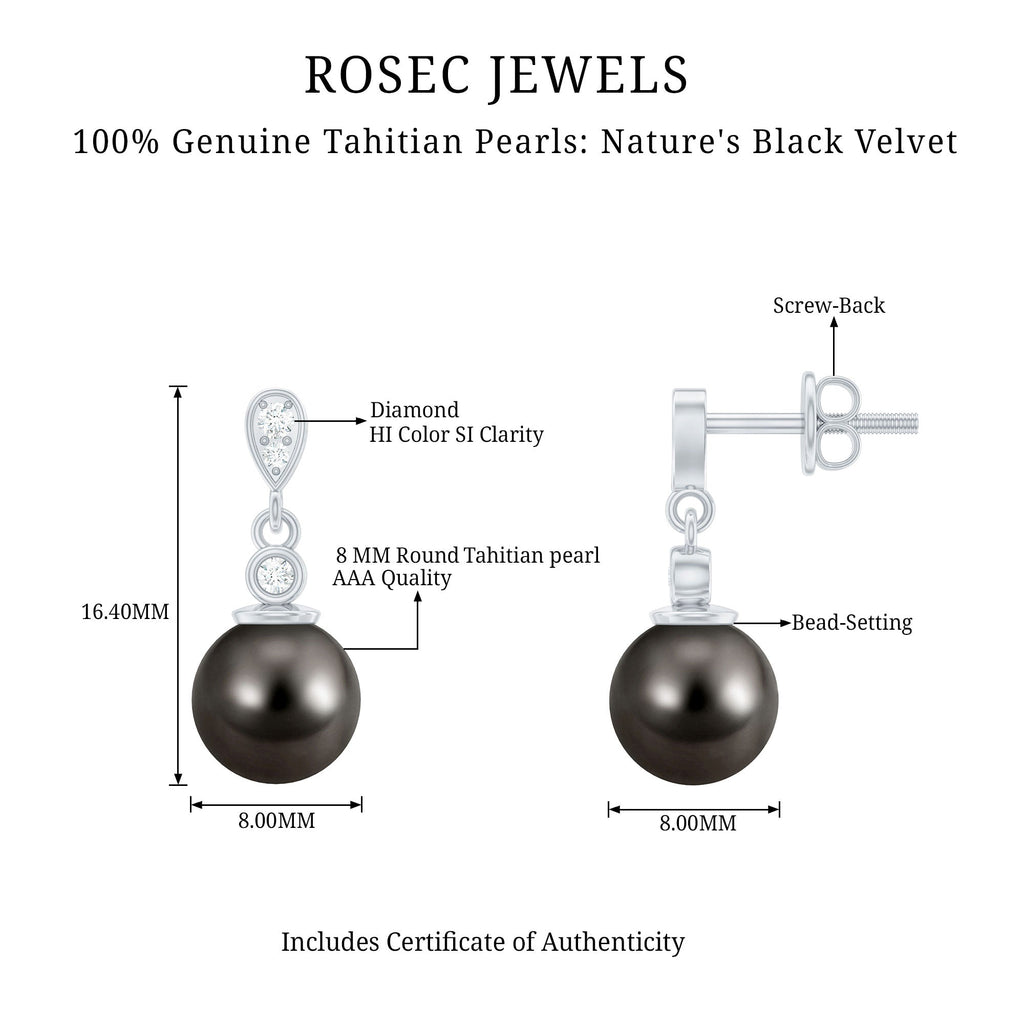 15 Carat Tahitian Pearl Drop Earrings with Diamond
