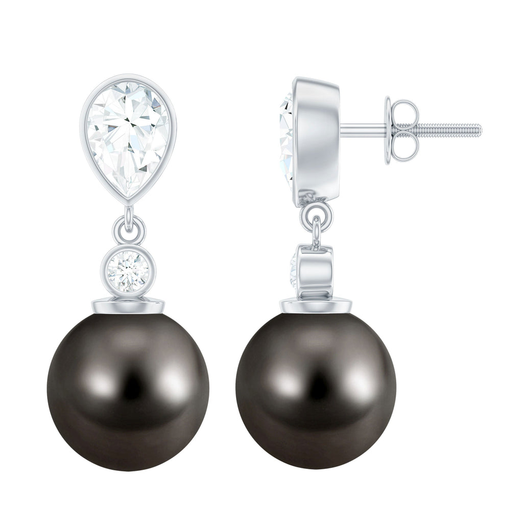 Certified 15 Carat Cultured Tahitian Black Drop Earrings for Women