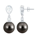 Certified 15 Carat Cultured Tahitian Black Drop Earrings for Women