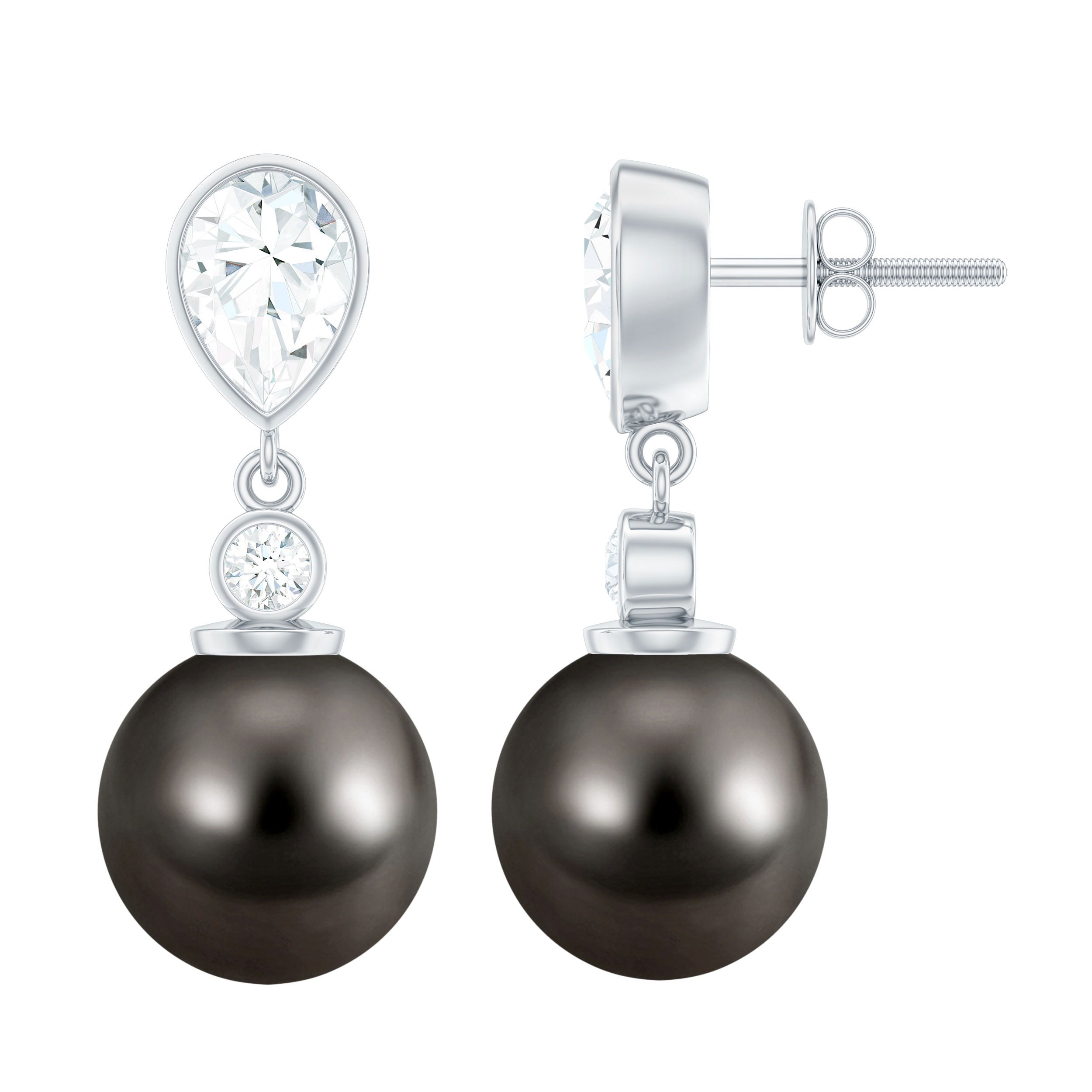 Certified 15 Carat Cultured Tahitian Black Drop Earrings for Women