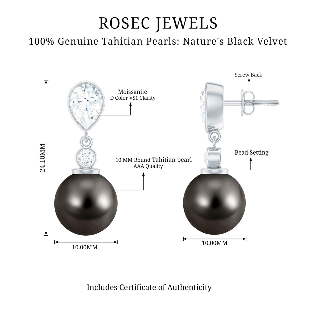 Certified 15 Carat Cultured Tahitian Black Drop Earrings for Women