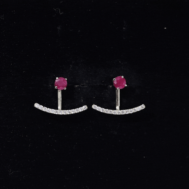 Real Ruby Front Back Earrings with Diamond