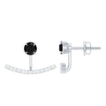1 Carat Black Spinel Jacket Earrings with Diamond Stones
