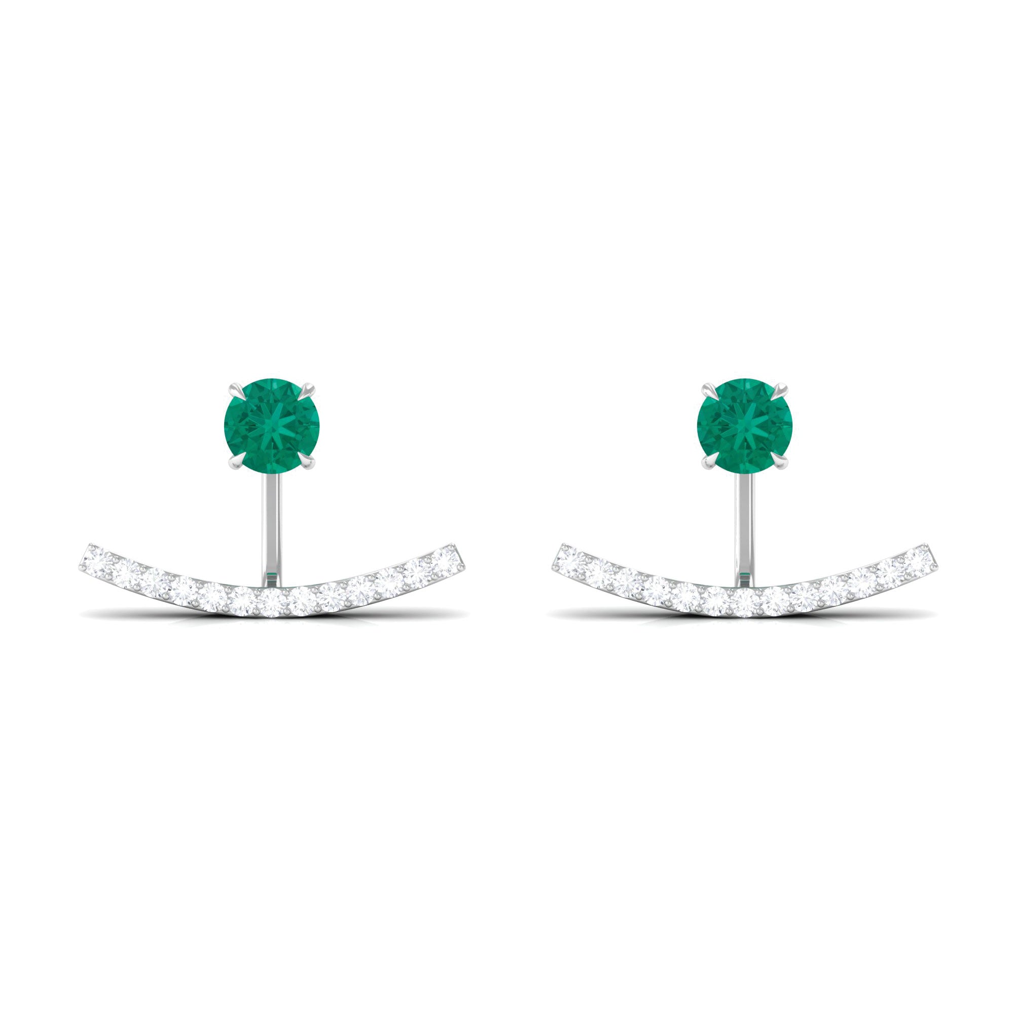 1 CT Classic Emerald and Diamond Jacket Earrings