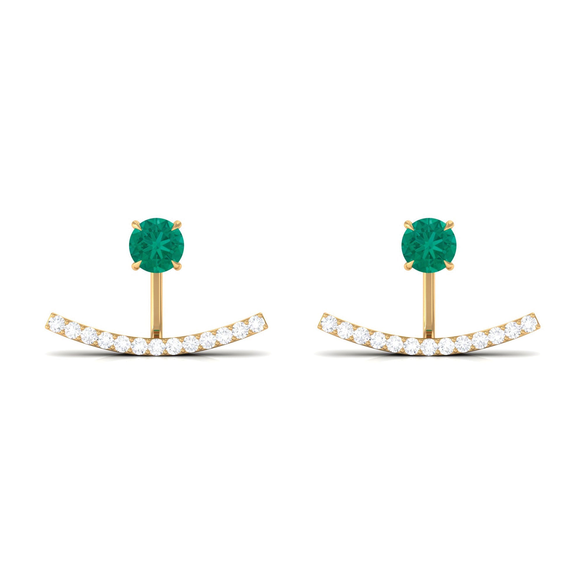 1 CT Classic Emerald and Diamond Jacket Earrings