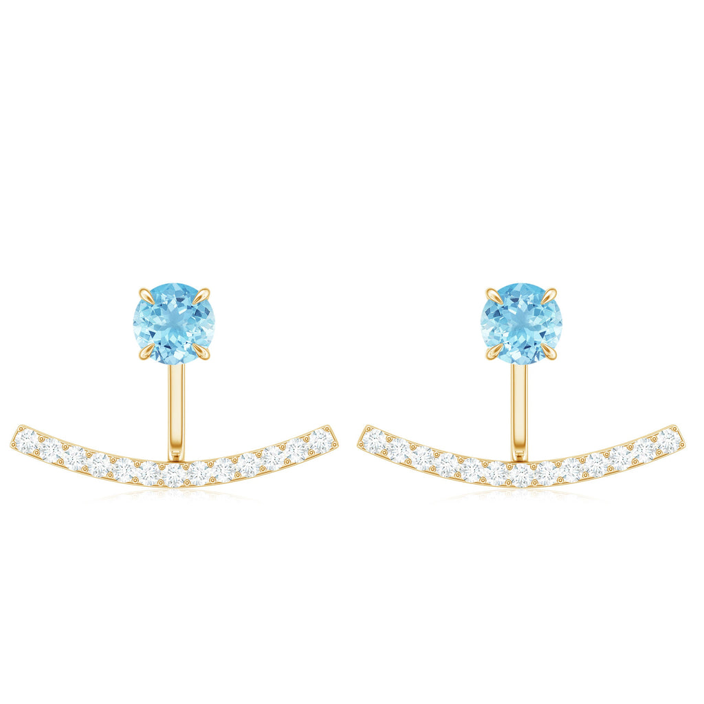 Natural Aquamarine Diamond Jacket Earrings with Screw Back
