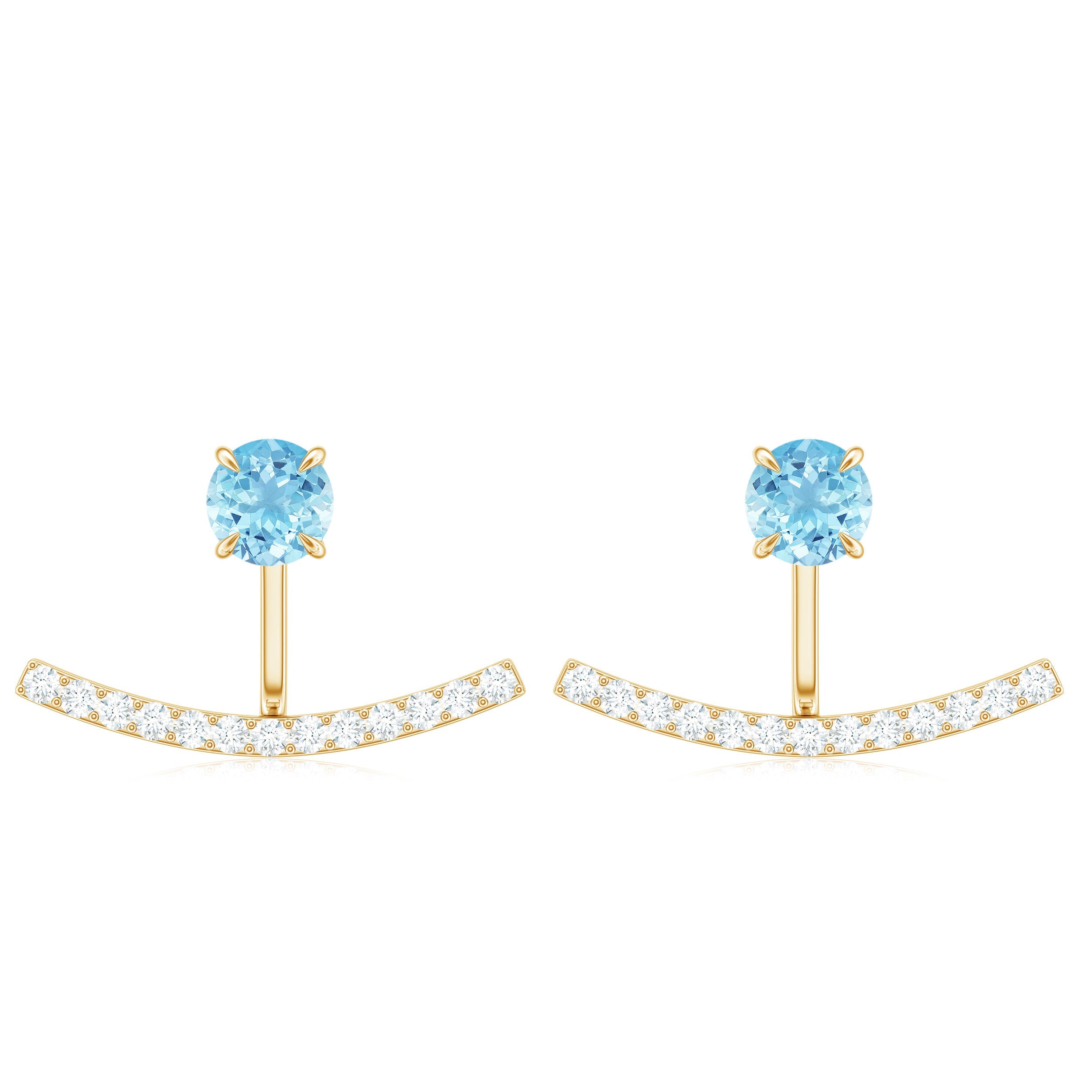 Natural Aquamarine Diamond Jacket Earrings with Screw Back