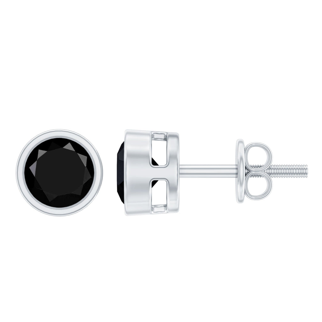 1.6 Carat Bezel Set Lab Created Black Diamond Solitaire Stud Earrings