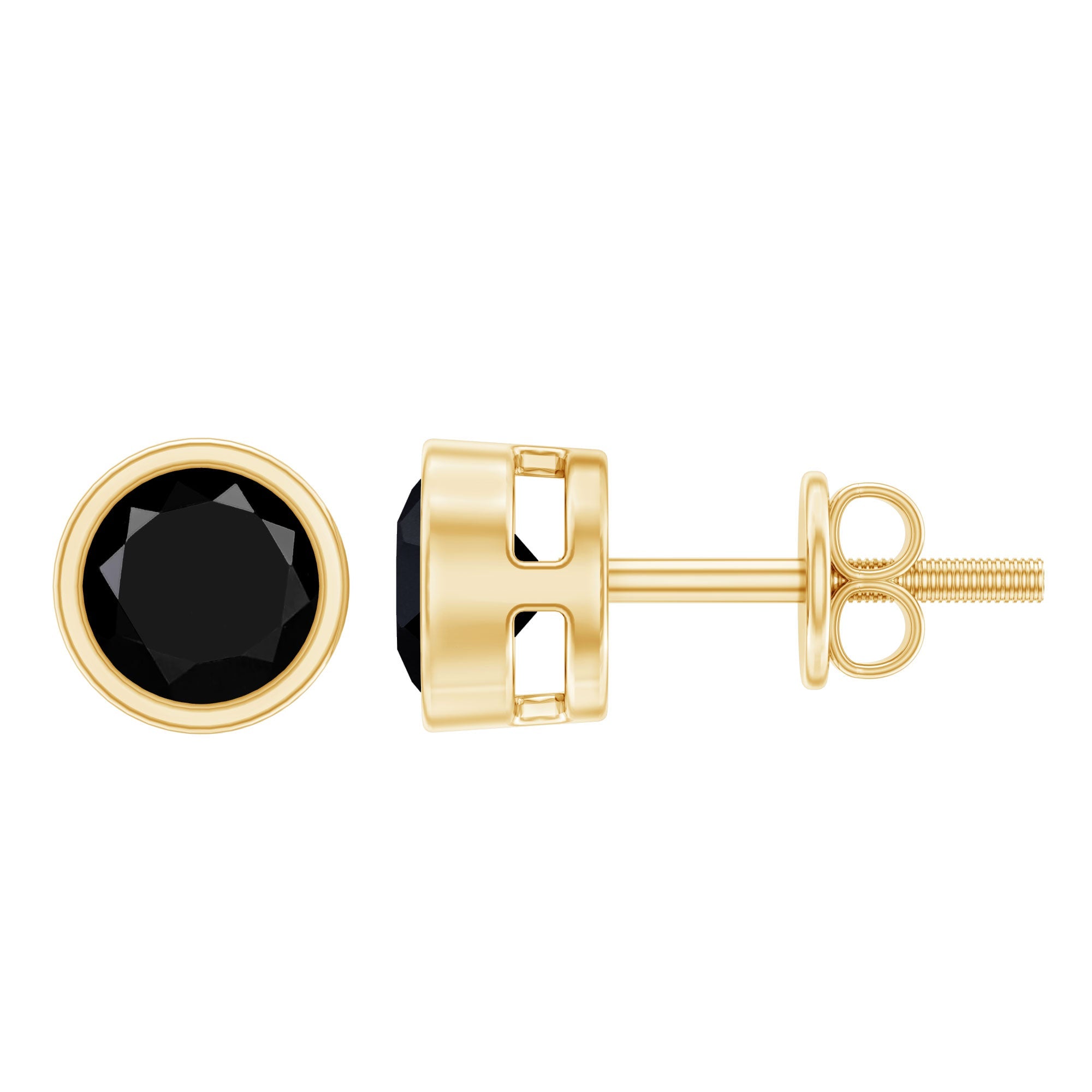 1.6 Carat Bezel Set Lab Created Black Diamond Solitaire Stud Earrings