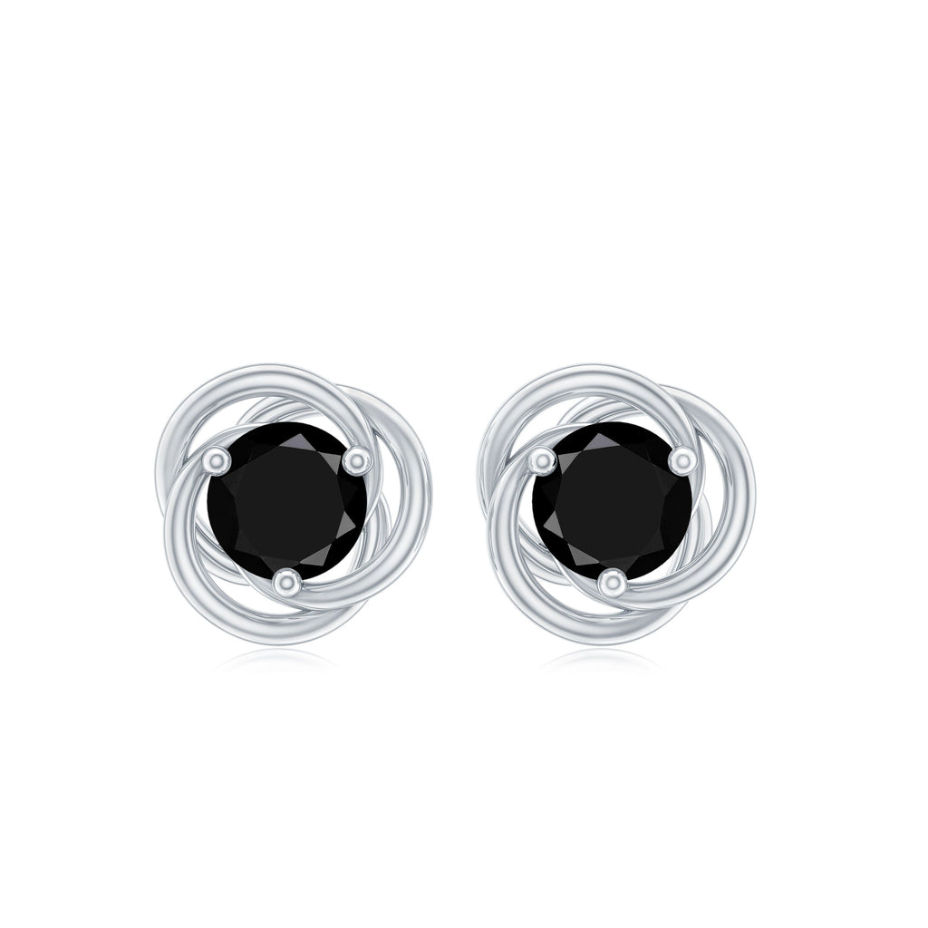 0.9 Carat Solitaire Black Onyx Swirl Stud Earrings