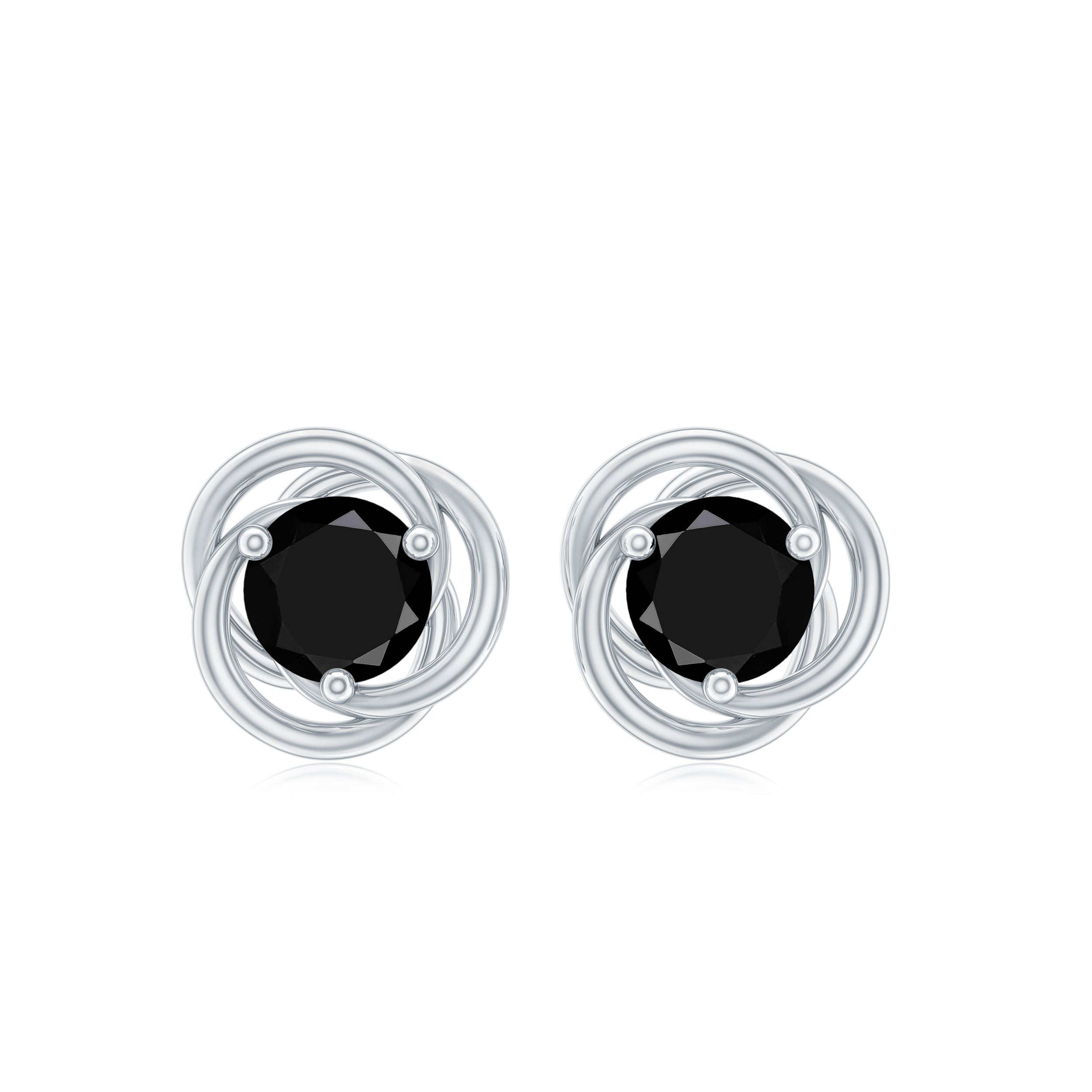 0.9 Carat Solitaire Black Onyx Swirl Stud Earrings