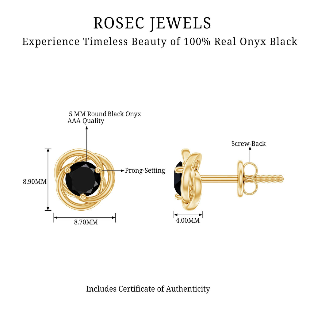 0.9 Carat Solitaire Black Onyx Swirl Stud Earrings