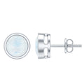 Real Moonstone Solitaire Stud Earrings in Bezel Setting