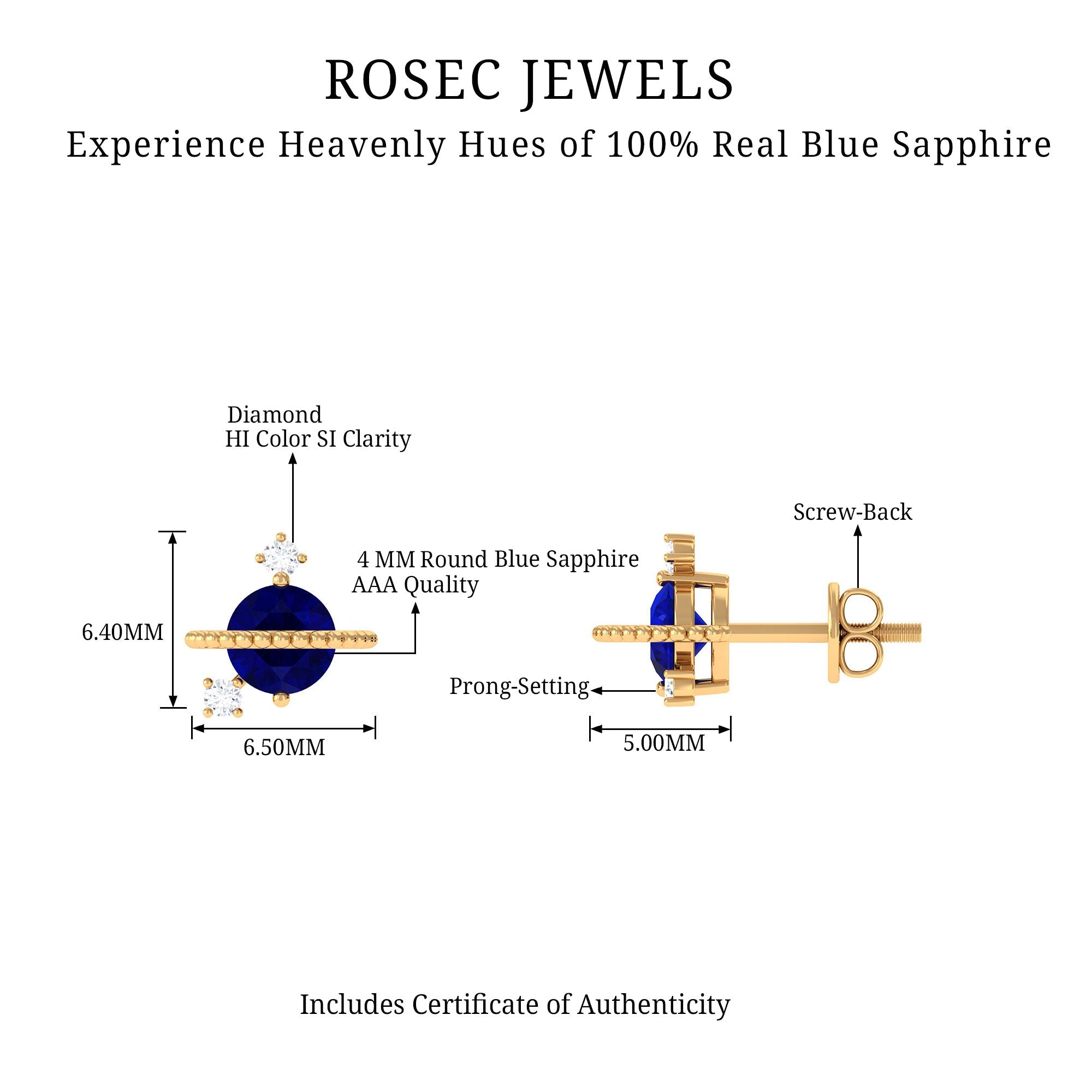 Natural 0.8 Carat Blue Sapphire and Diamond Contemporary Stud Earrings