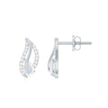 Natural Moonstone Leaf Stud Earrings with Diamond