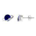 1.9 Carat Solitaire Blue Sapphire Celestial Stud Earrings in Bezel Setting