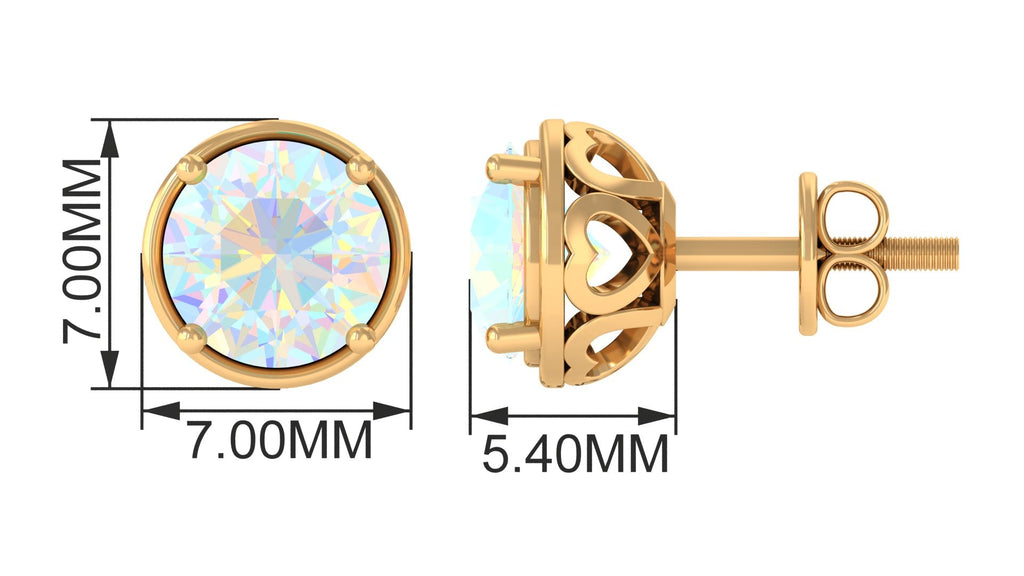 Ethiopian Opal Solitaire Stud Earrings with Screw Back