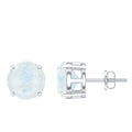 Claw Set Solitaire Moonstone Stud Earrings