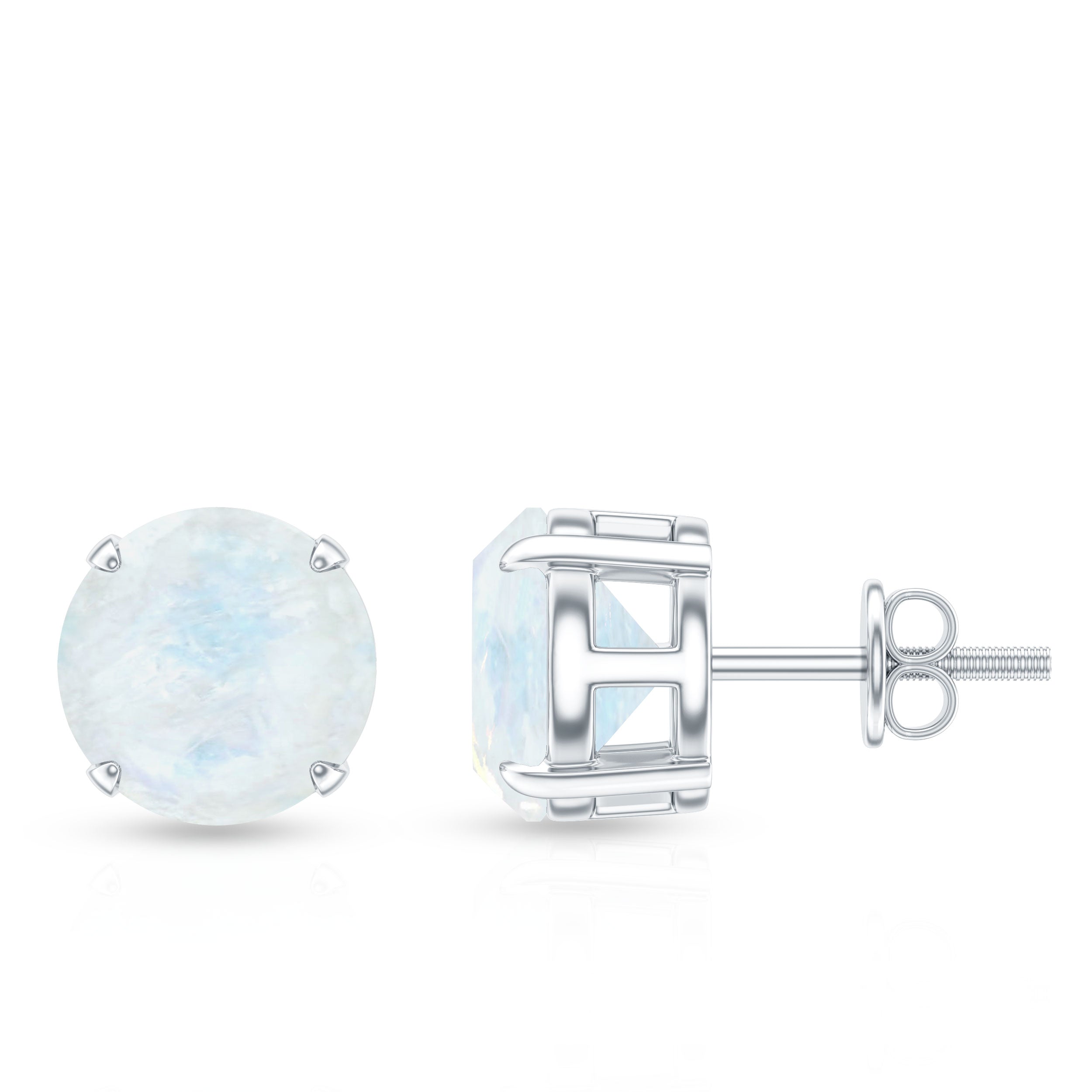 Claw Set Solitaire Moonstone Stud Earrings