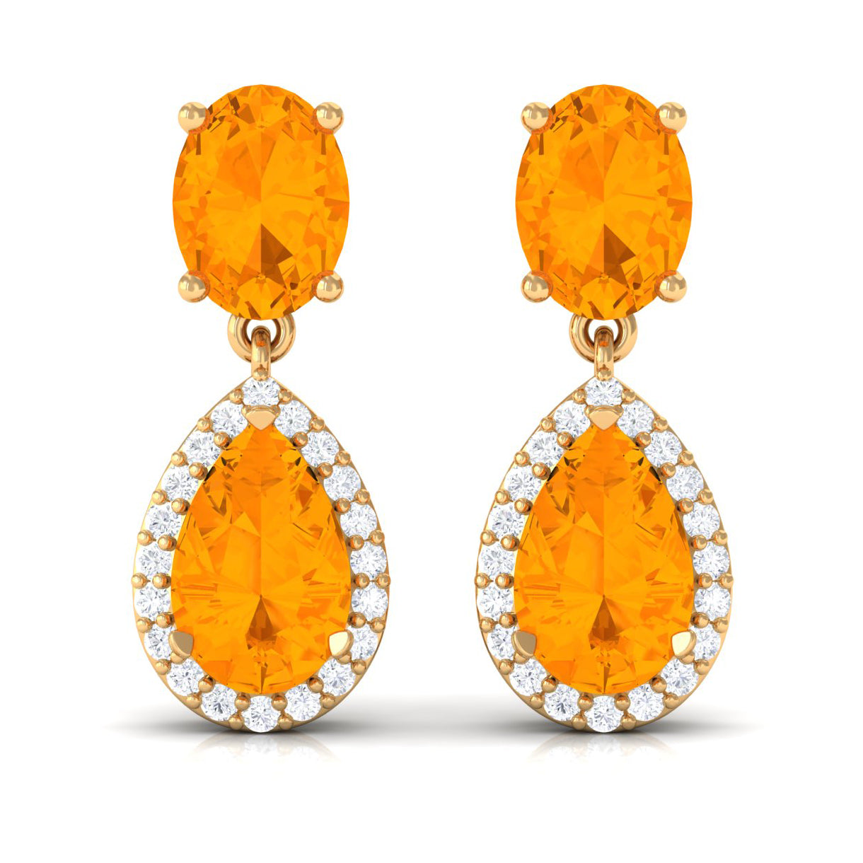 3 CT Classic Fire Opal Dangle Earrings with Diamond