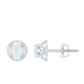 0.7 Carat Moonstone Flower Stud Earrings