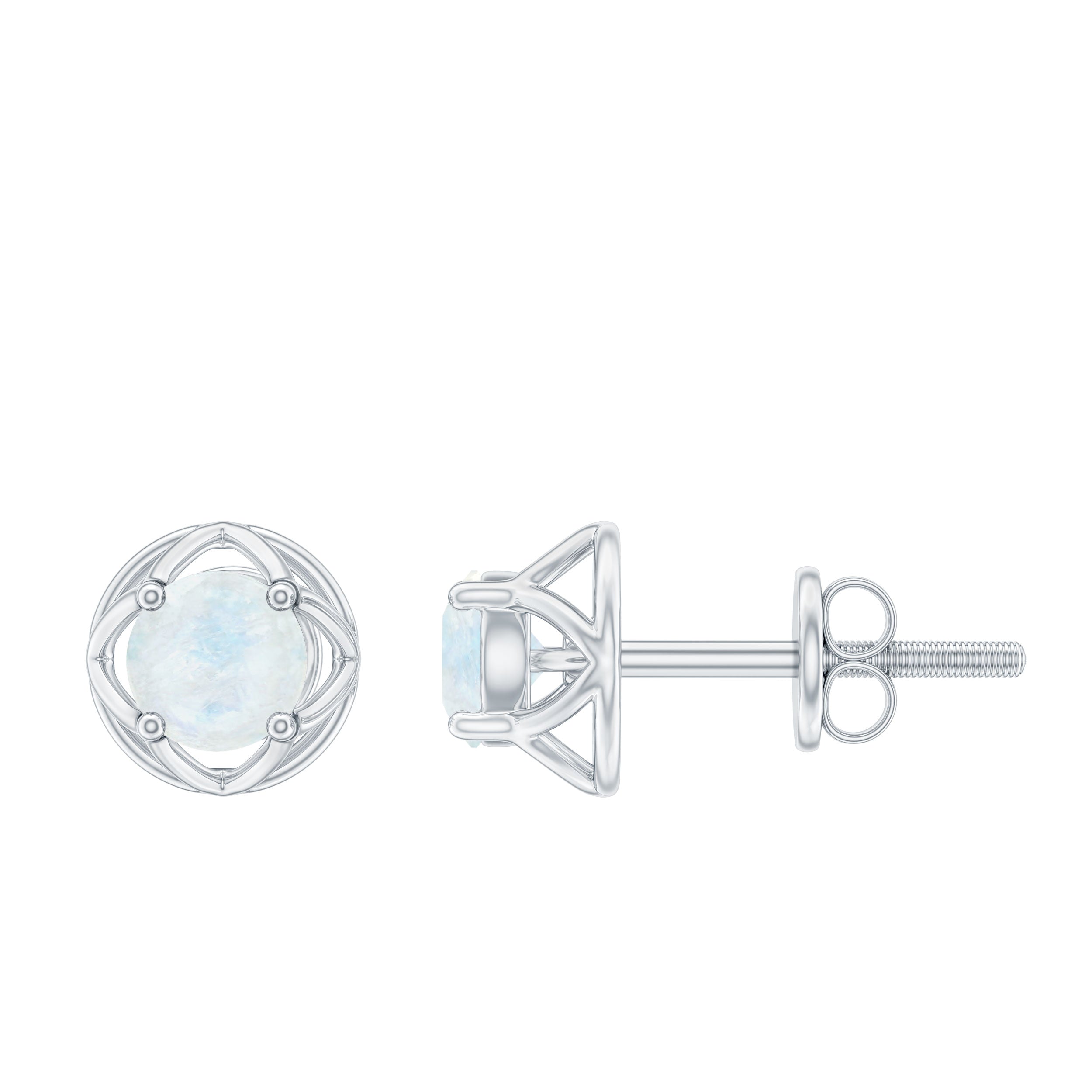 0.7 Carat Moonstone Flower Stud Earrings
