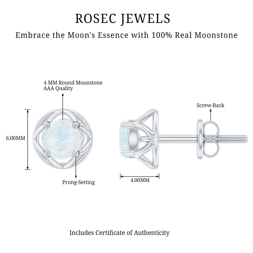 0.7 Carat Moonstone Flower Stud Earrings