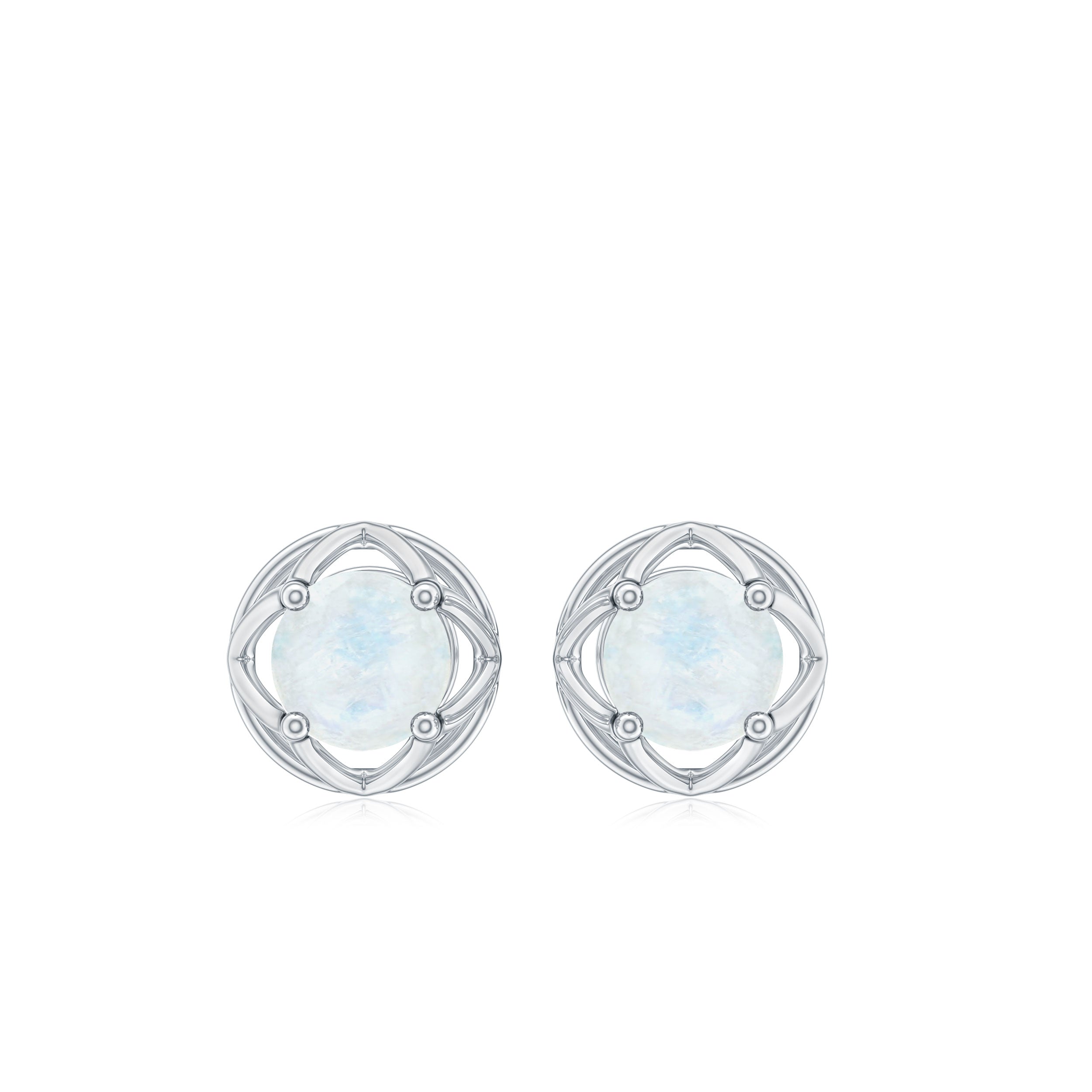 0.7 Carat Moonstone Flower Stud Earrings