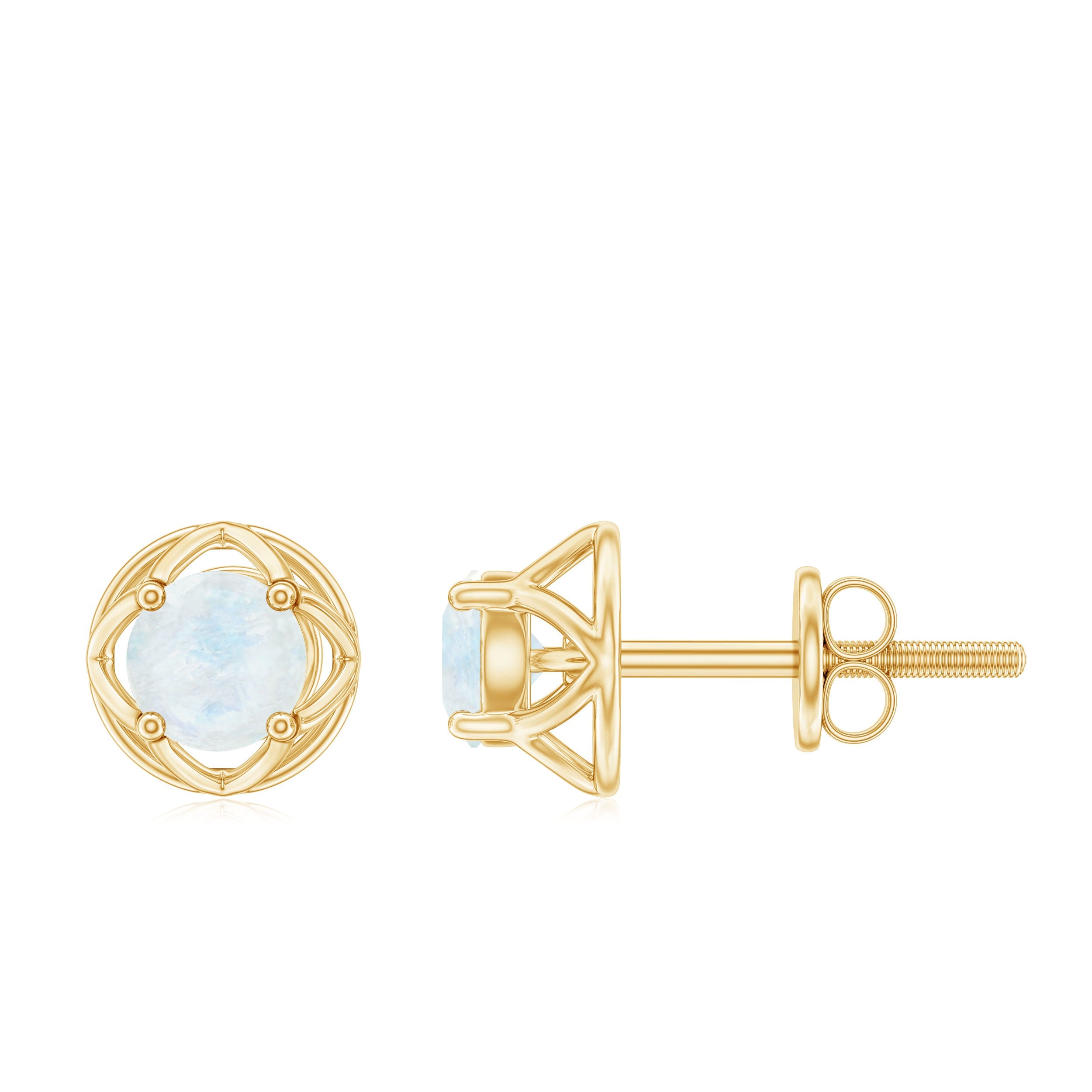 0.7 Carat Moonstone Flower Stud Earrings