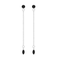 Minimal Bezel Set Created Black Diamond Chain Dangle Earrings
