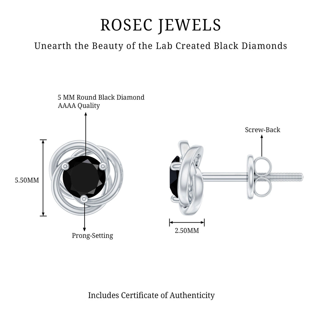 Solitaire Lab Created Black Diamond Swirl Stud Earrings