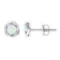Round Cut Solitaire Ethiopian Opal Swirl Stud Earrings
