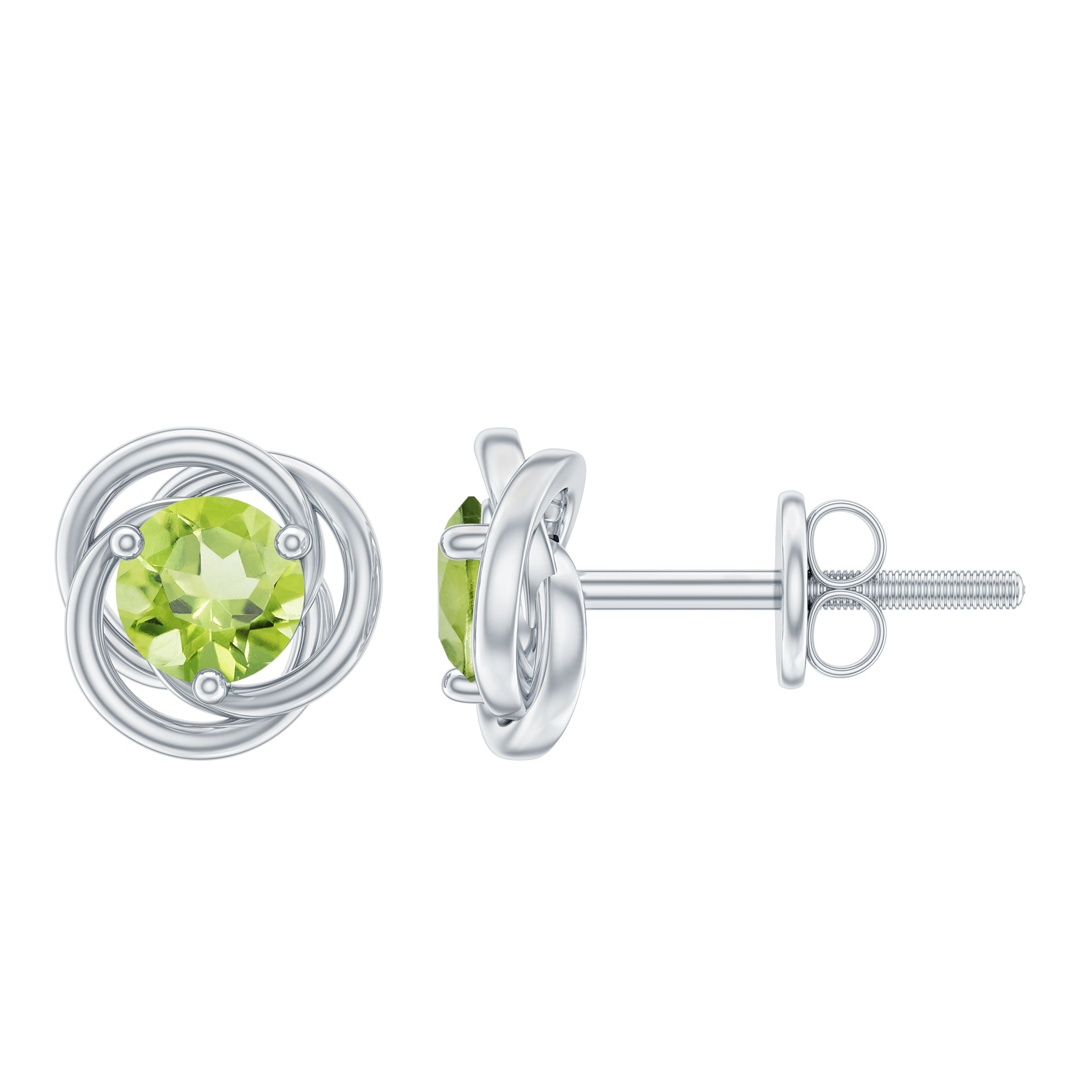 1 Carat Round Cut Peridot Swirl Stud Earrings