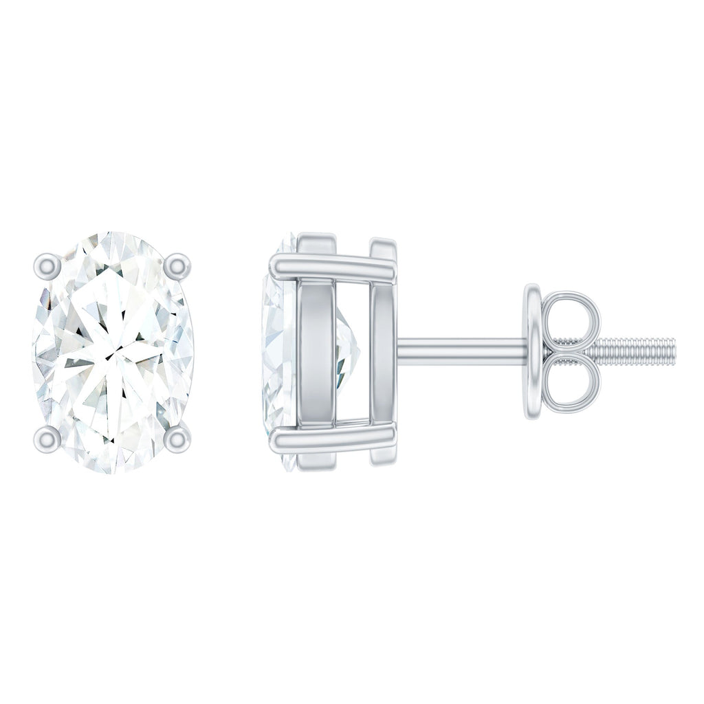 4X6 MM Oval Shaped Lab Grown Diamond Solitaire Stud Earrings