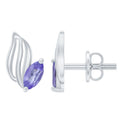 Natural Marquise Tanzanite Leaf Earrings with Screw Back
