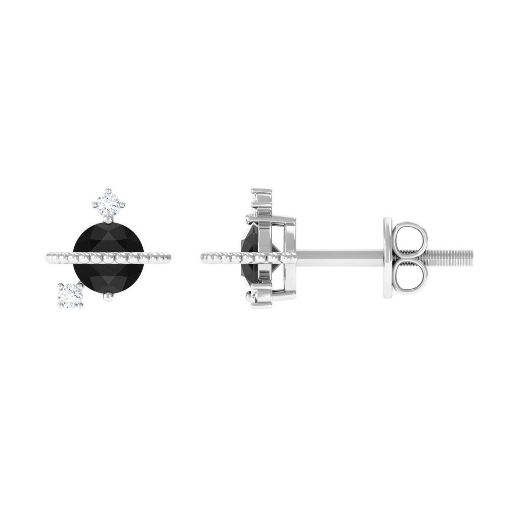 Lab Created Black and White Diamond Unique Stud Earrings