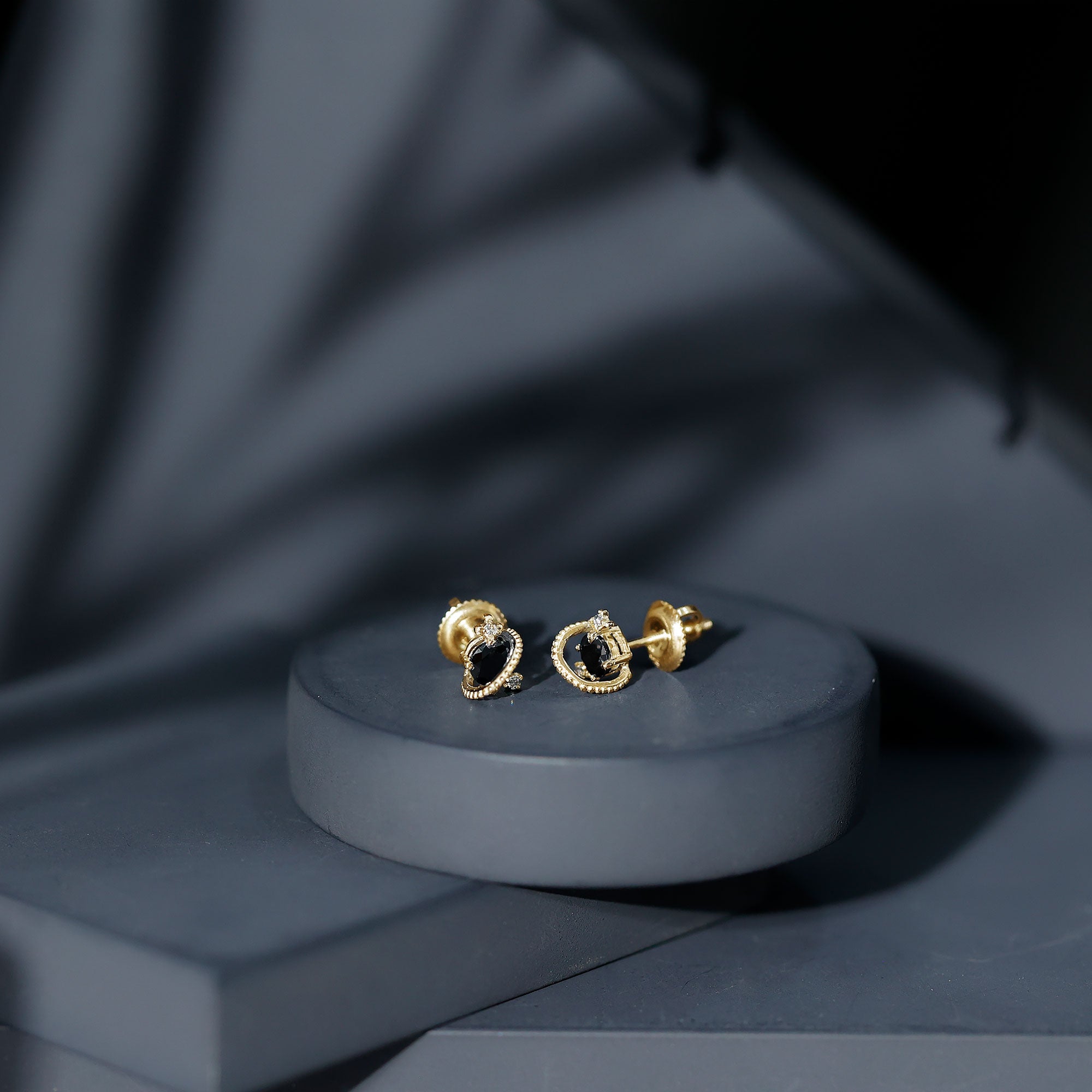 Lab Created Black and White Diamond Unique Stud Earrings