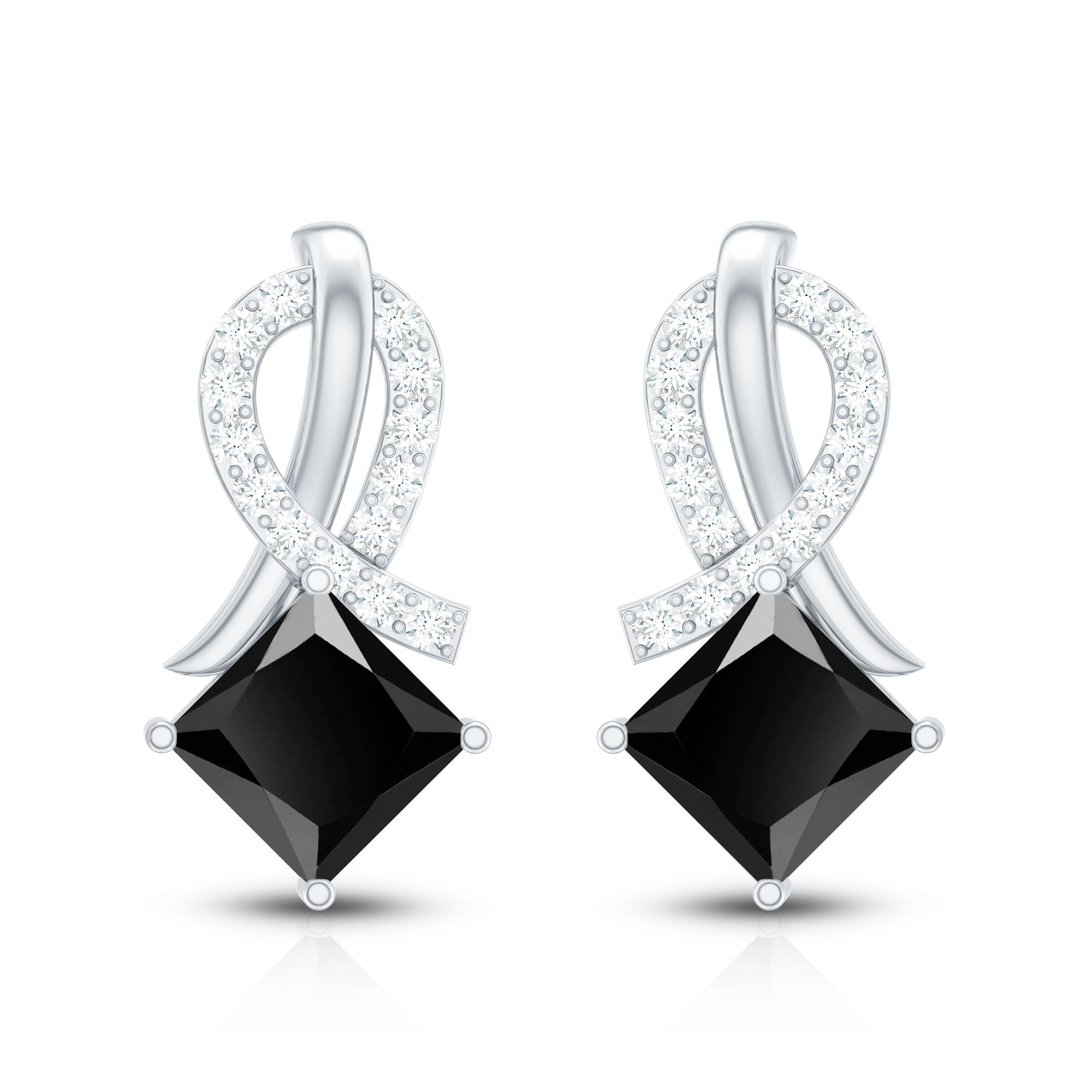 Lab Grown Black Diamond Minimal Stud Earrings With Screw Back