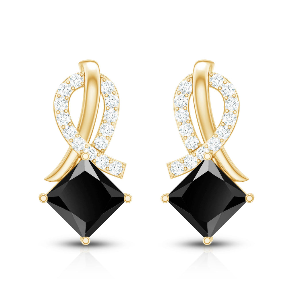 Lab Grown Black Diamond Minimal Stud Earrings With Screw Back
