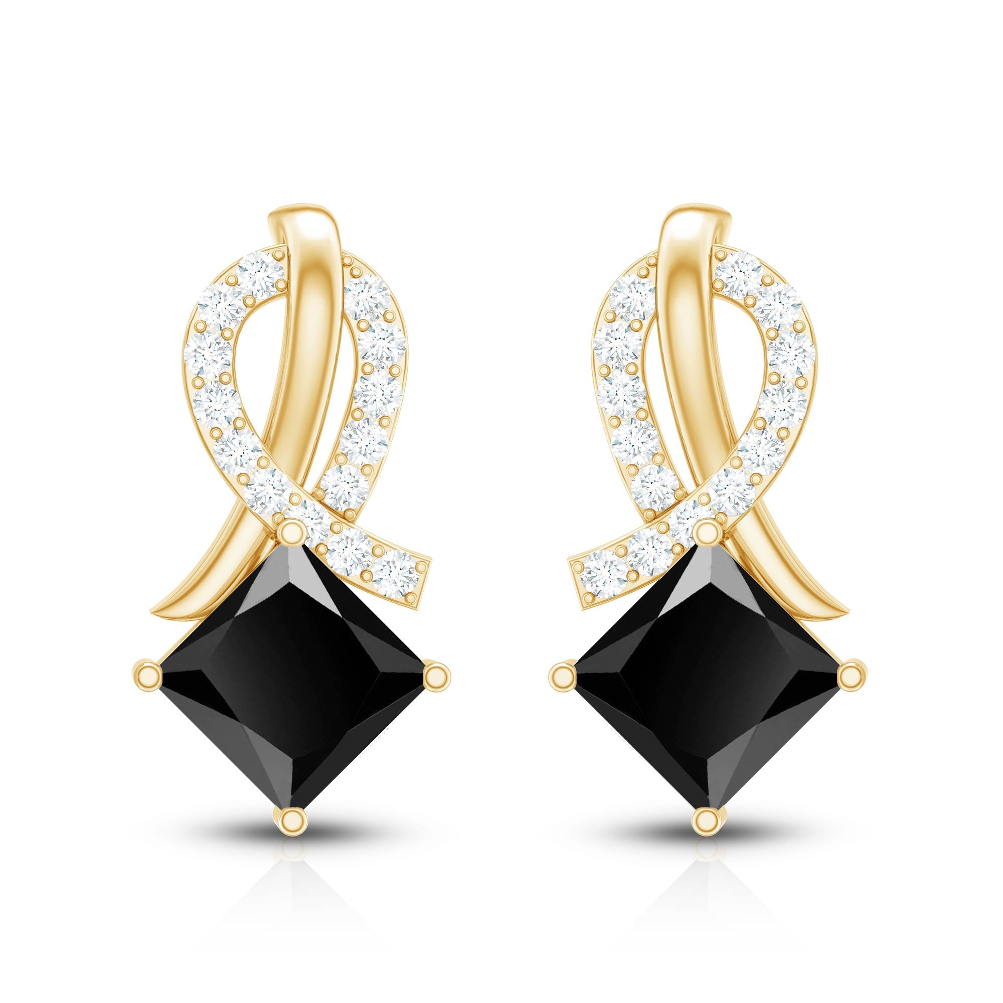 Lab Grown Black Diamond Minimal Stud Earrings With Screw Back