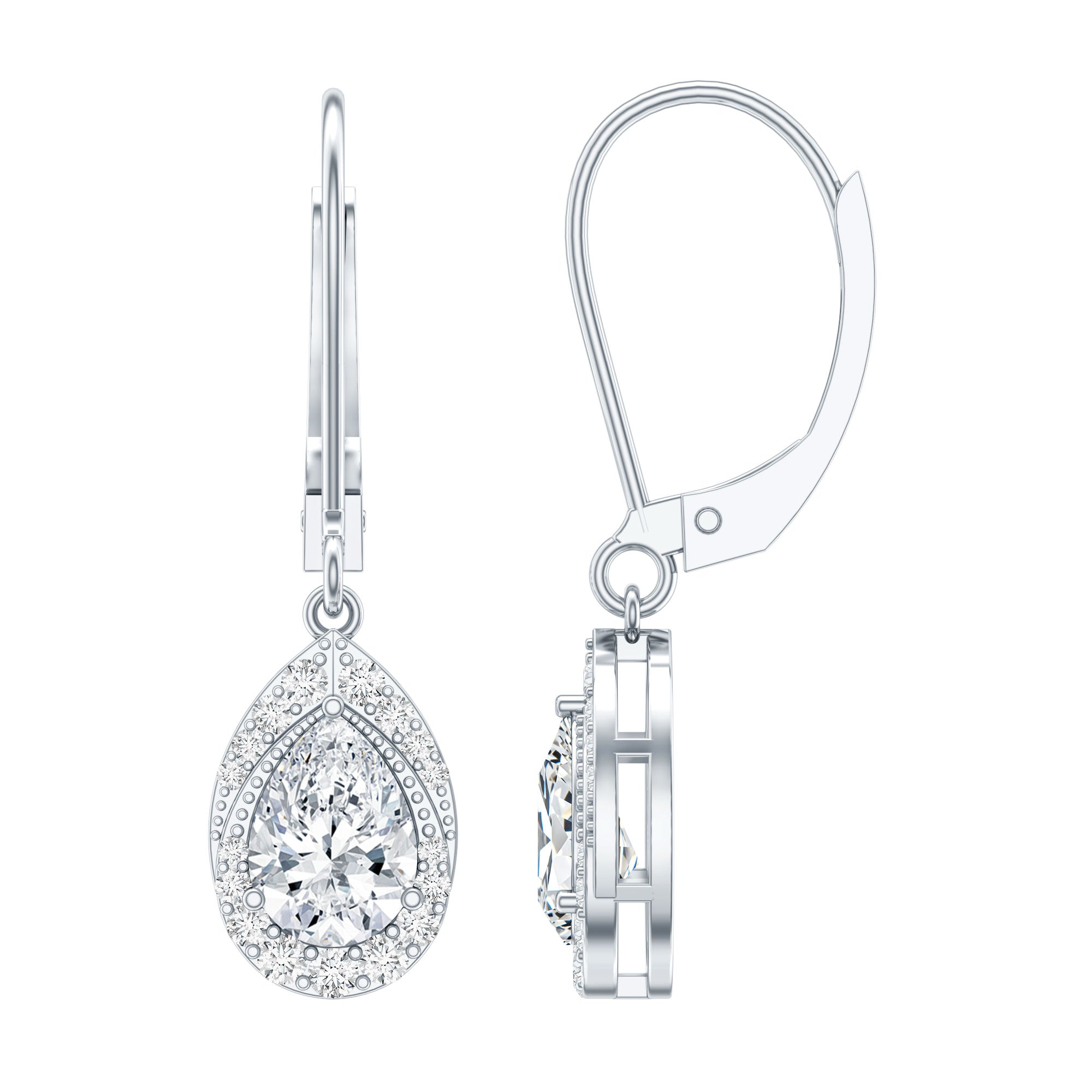 Lab Grown Diamond Drop Dangle Earrings With Lever Back