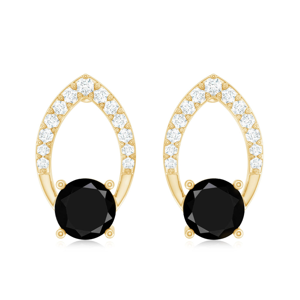 Lab Grown Black Diamond Minimalist Stud Earrings With Screw Back