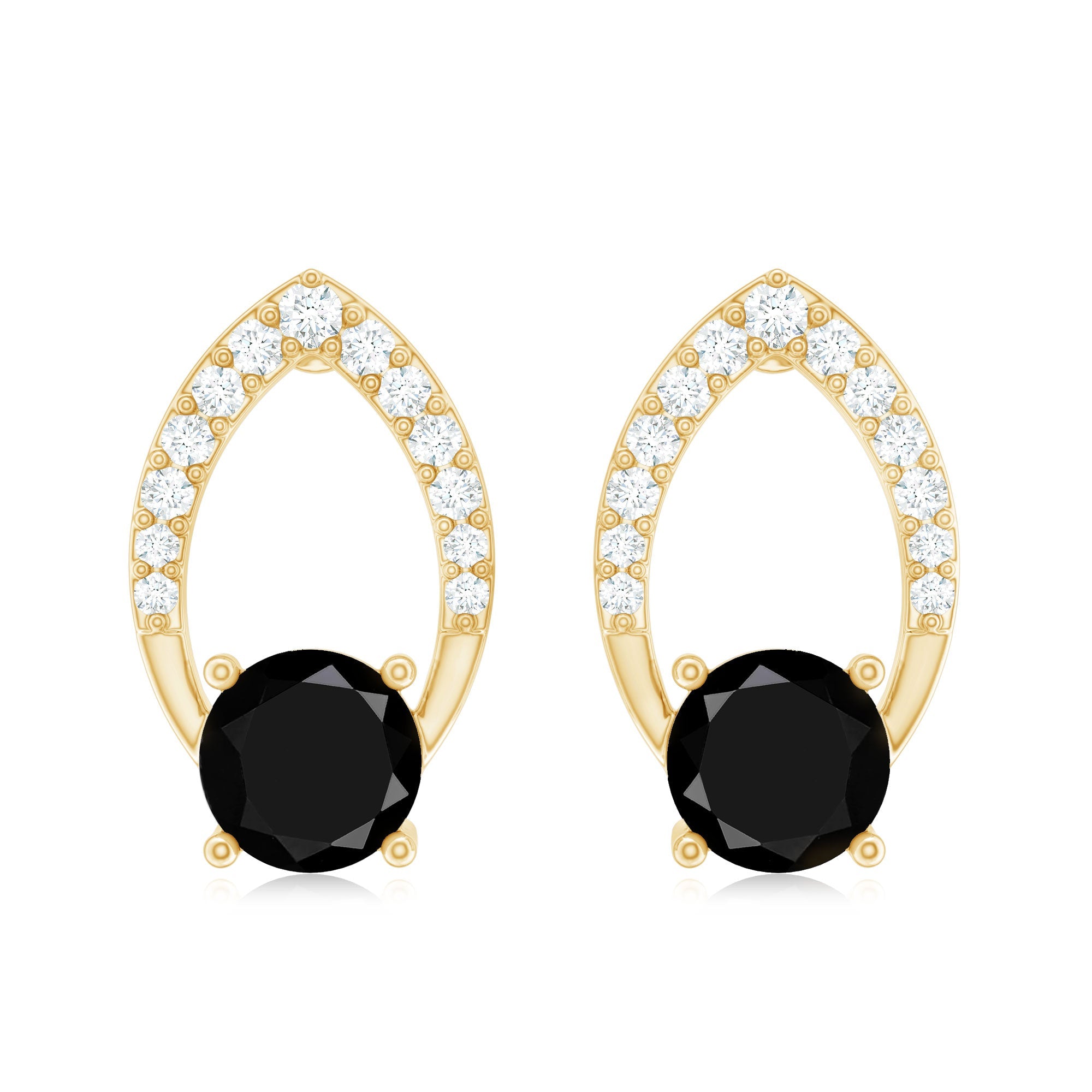 Lab Grown Black Diamond Minimalist Stud Earrings With Screw Back