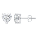 1 Carat Lab Grown Diamond Heart Stud Earrings in 14K Gold Plated Silver